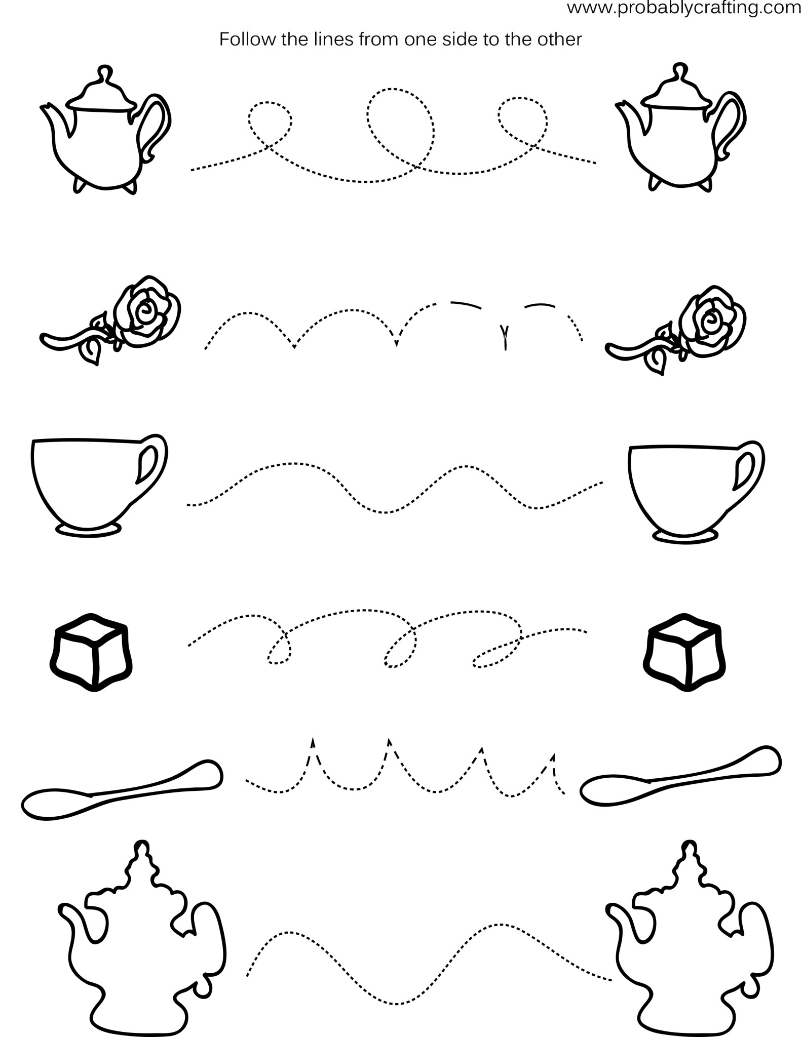 Tea Time Printables – Free Preschool Tea Time Worksheets – Miniature