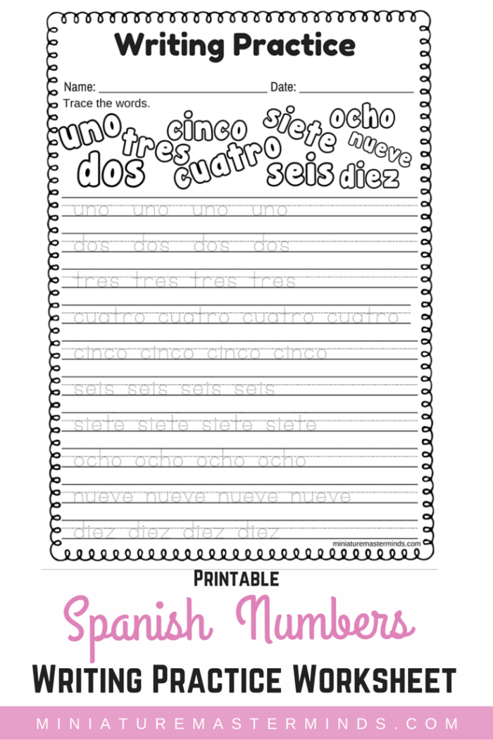 Spanish Practice Number Worksheets For Learning The Numbers