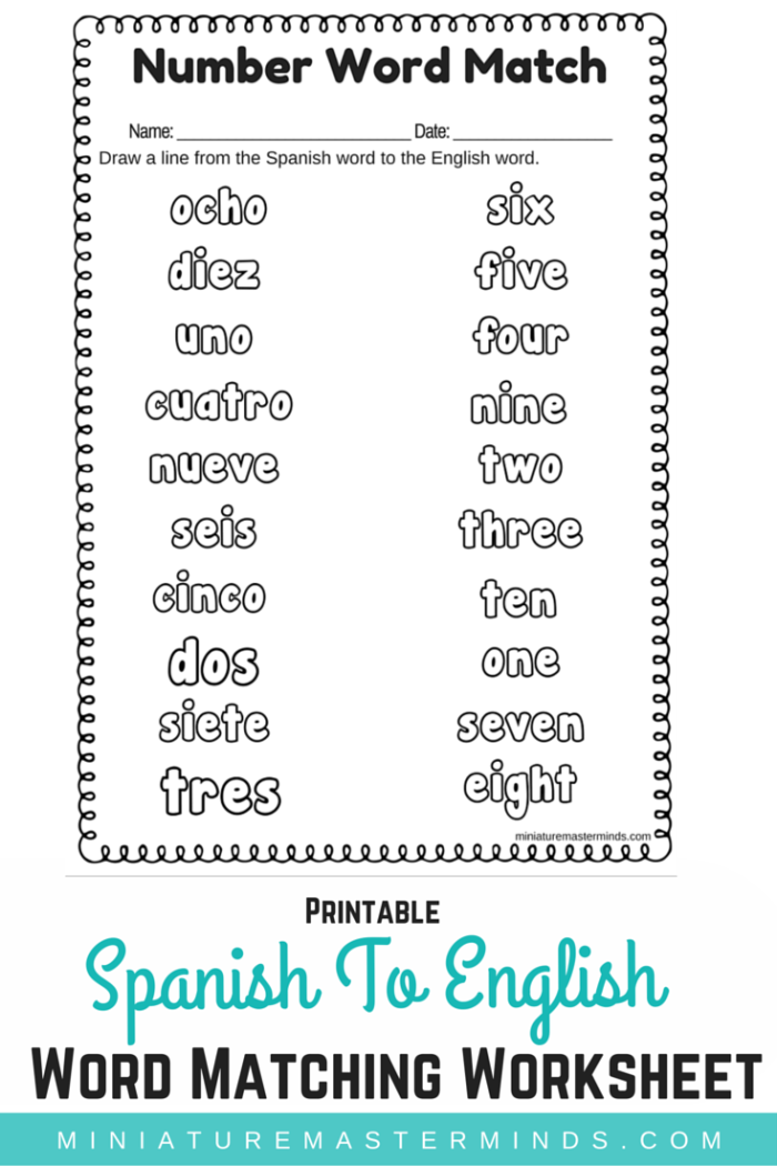 Free Beginner Spanish Worksheets To Print