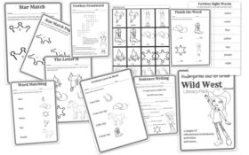 Wild West Themed Literacy Pack – Free 11 Page Printable Educational Pack for K-1 Graders