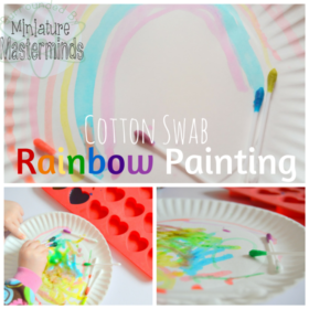 Cotton Swab Rainbow Painting : Easy Toddler or Preschool Activity
