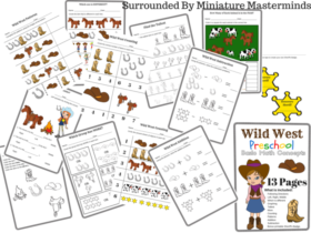 Wild West Preschool Basic Math Concepts Free 13 Page Printable Pack