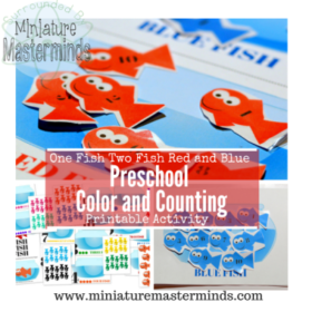 One Fish Two Fish Red and Blue : Preschool Color and Counting Printable Activity
