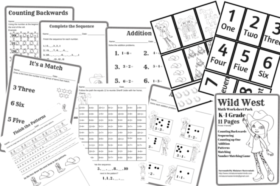 Free Printable Wild West Themed Math Worksheet Pack Kindergarten – 1st Grade Printer Friendly Pack