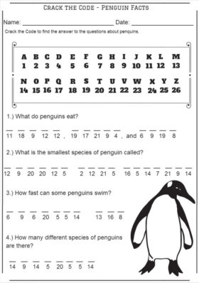 Crack the Code – Penguin Facts – Codebreaker Worksheet
