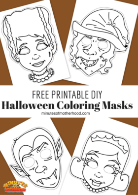 Free Printable DIY Coloring Halloween Masks Set Of Four