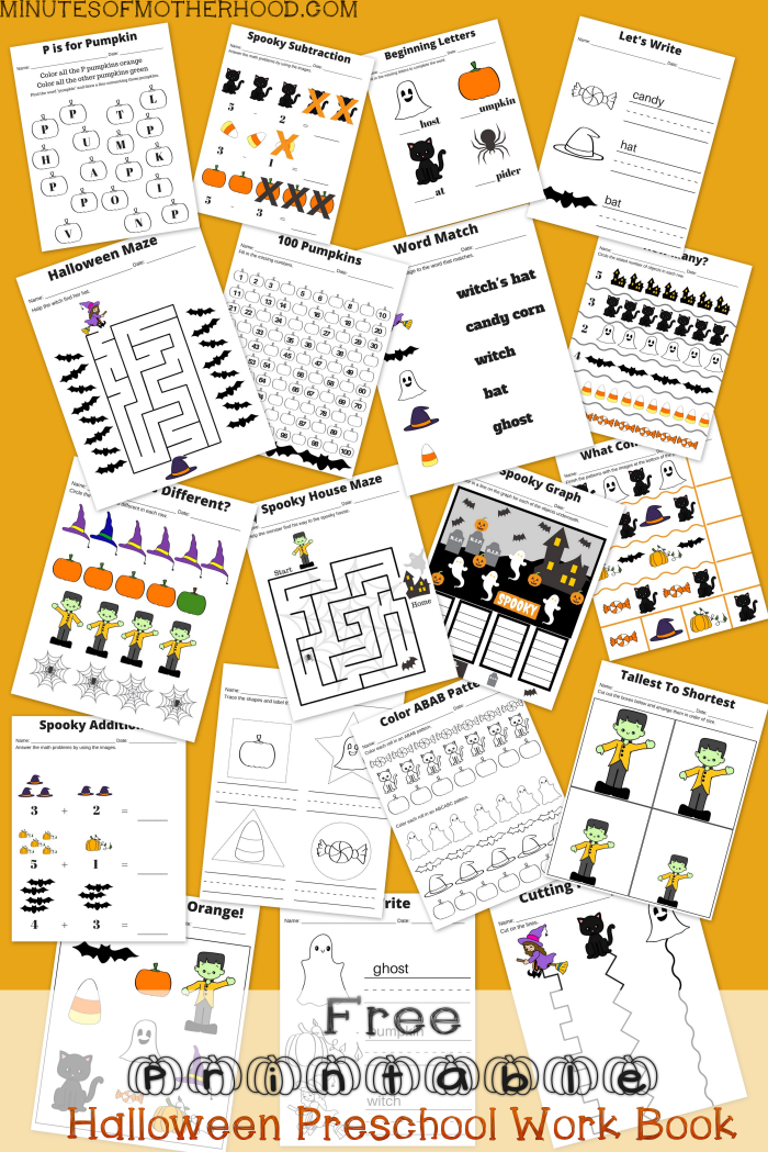 Free Printable 19 Page Halloween Preschool Work Book ...