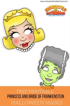 Princess and Bride Of Frankenstein Free Printable Masks