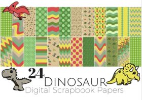 24 Free Dinosaur Themed Digital Scrapbooking Paper