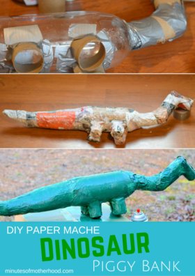 Dinosaur Paper Mache Piggy Bank DIY