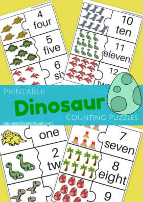 Dinosaur Counting Cards For Preschool 1 – 12