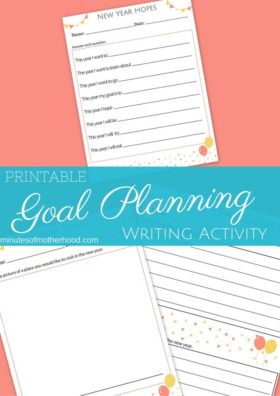Printable Goal Planner Writing Activity For Kids