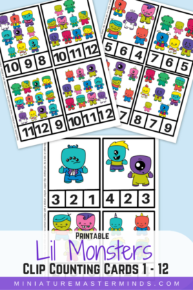 Lil Monsters Clip Counting Card 1-12 Printable