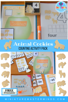 Animal Cookie Free Printable Counting And Word Family Activity Pack – Clip Counting Cards, Word Family Practice, Counting Practice, and Number Mats