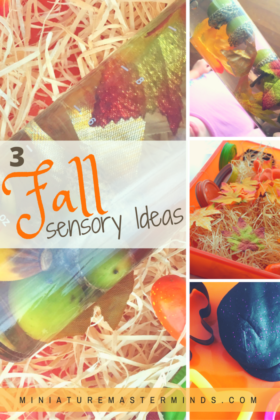 3 Fall Seasonal Sensory Play Ideas Sensory Bottle, Sensory Bin, and Halloween Themed Play Dough