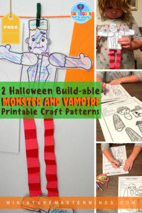 Build A Monster and Build A Vampire Printable Halloween Craft Projects