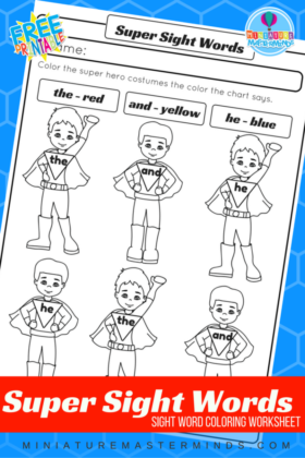 Super Sight Words Sight Words Coloring Page For Kindergarten