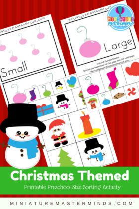 Christmas Themed Printable Preschool Size Sorting Activity