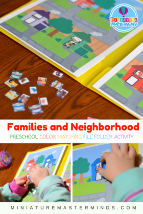 Families and Neighborhood Preschool Color Match File Folder Activity
