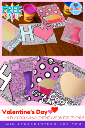 4 Printable Valentine Day Play Dough Valentine Cards