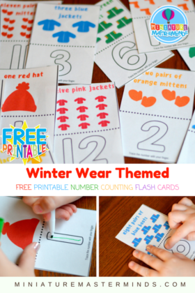 Preschool Winter Wear Themed Free Printable Number Counting Flash Cards