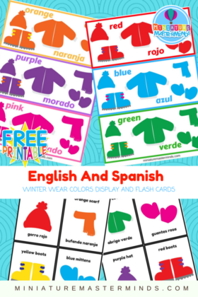 English and Spanish Colors Winter Wear Practice Classroom Display And Flash Cards Printables