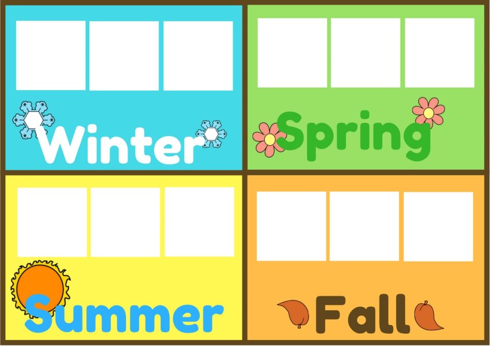 Months of the year preschool season matching activity miniature