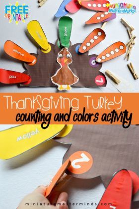 Preschool Turkey Color and Number Clothes Pin Activity