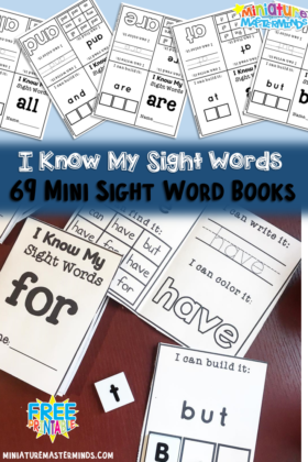 Sight Word Practice For Kindergarten and First Grade Mini Books Set #1