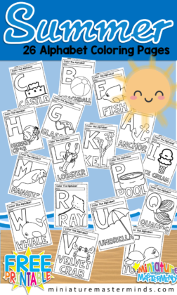 Free Printable Summer 26 Page Alphabet Coloring Book