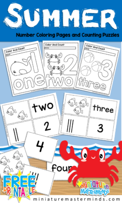 Free Printable Summer Themed Number Coloring Book And Number Puzzles 1 to 10
