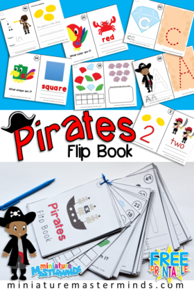 Pirates Themed Flip Book Numbers, Letters, Shapes, Colors, Sight Words