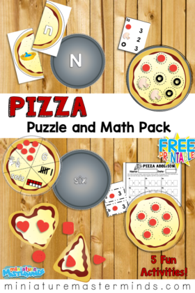 Pizza Puzzles and Math Pack Alphabet, Counting, Addition, Shapes
