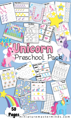 Unicorn Preschool Workbook and Activity Pack