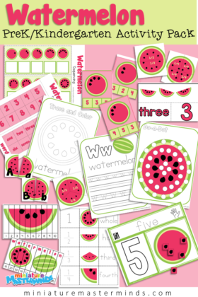 Summer Watermelon Themed Preschool Activity Pack