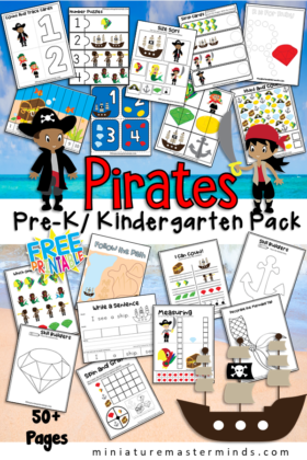 Pirate Themed Preschool and Kindergarten Educational Worksheet and Activity Pack