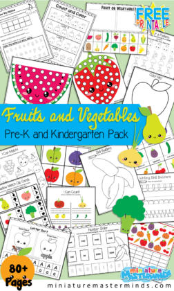 Fruits and Vegetables Preschool and Kindergarten Printable Activity Pack