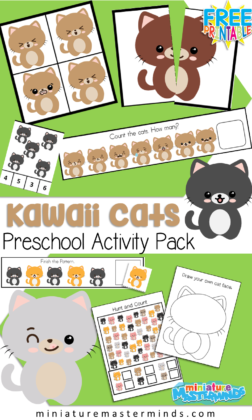 Kawaii Cats Preschool Activity Pack Free Printable