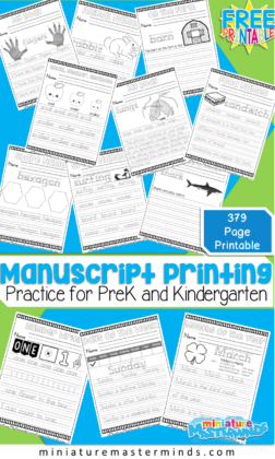 Giant 379 Page No Prep Printable Book For Manuscript Print Practice Writing For Kindergarten and Preschool