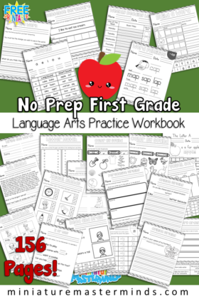 First Grade Language Arts Practice No Prep Worksheet Workbook 150+ Page Free Printable