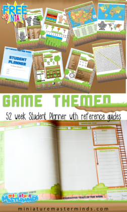 Free Printable Game Themed 52 Week Student Planner With Reference Guides