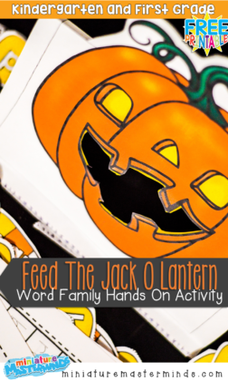 Feed The Jack O Lantern Halloween Kindergarten and First Grade Word Family Activity Literacy Center