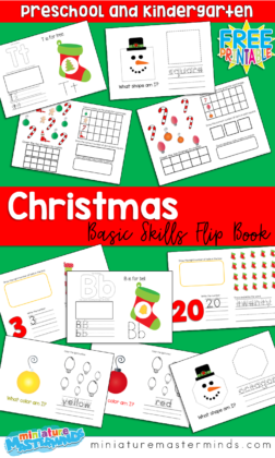 Christmas Flip Book Numbers 1 – 20, Graphing, Shapes, Colors, and Alphabet Practice for Kindergarten, Preschool, and First Grade
