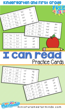 I Can Read Practice Cards For Kindergarten and First Grade