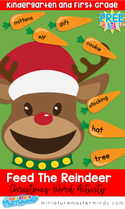 Feed The Reindeer Reading Printable Christmas Word Activity