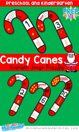 Candy Cane Number Sense Printable Puzzles 1- 10