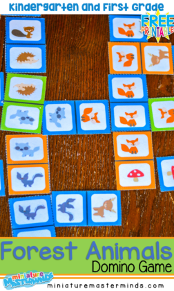 Forest Animals DIY Domino Printable Game
