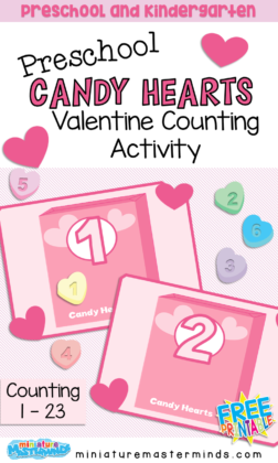 Valentine Candy Hearts Counting Printable Mats