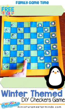 Winter Themed Printable DIY Checker Board Game