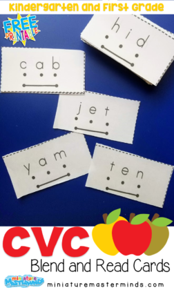 CVC Blend and Read Cards For Kindergarten and First Graders
